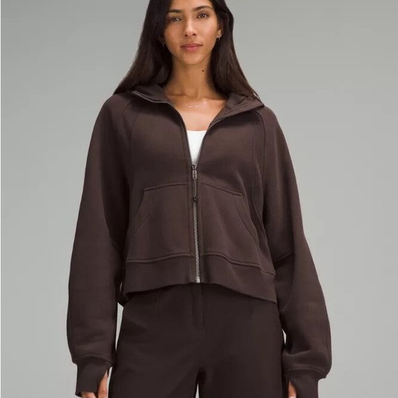 Scuba Oversized Full-Zip Hoodie in Espresso - Picture 1 of 8